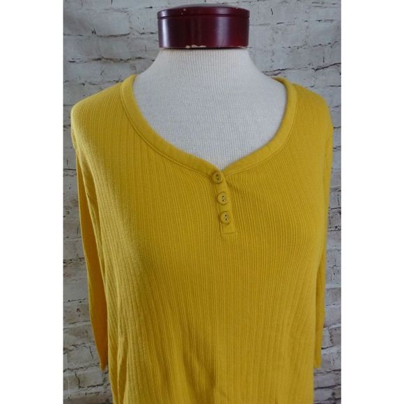 White Stag Yellow 3/4 Sleeves Shirt Women's Size XXL 20 2X - Picture 3 of 5